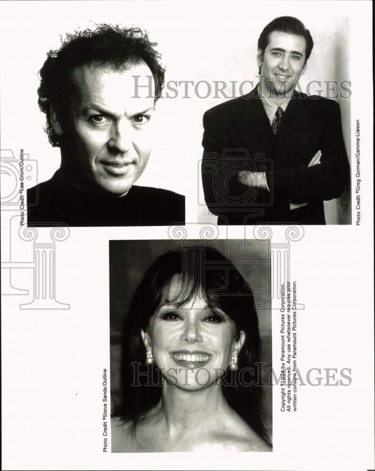 1994 Press Photo Movie stars Michael Keaton, Nicolas Cage and Marlo Thomas
