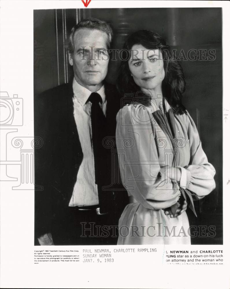 1982 Press Photo Paul Newman and Charlotte Rampling star in "The Verdict"