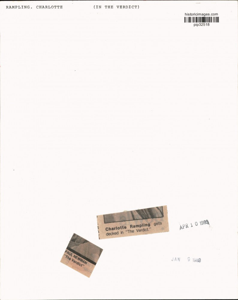 1982 Press Photo Paul Newman and Charlotte Rampling star in "The Verdict"