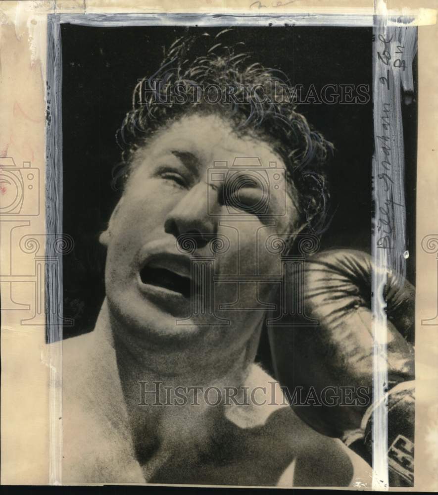 1953 Press Photo Boxer Billy Graham is struck by a Joey Giardello punch- Historic Images