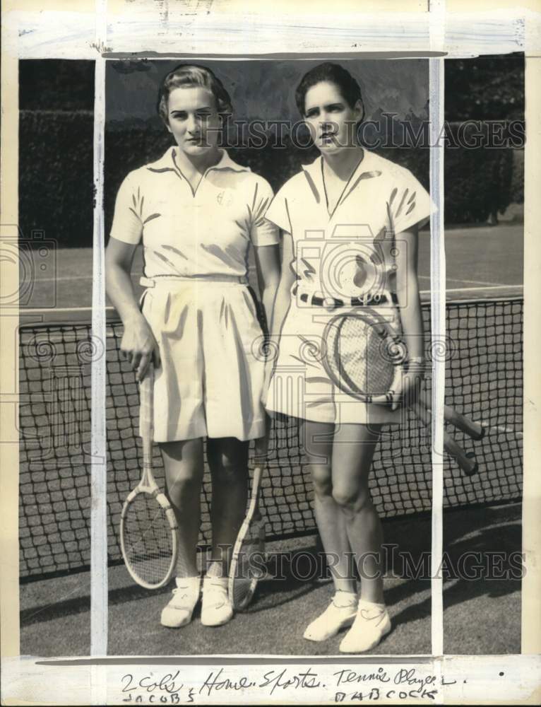 1934 Press Photo Tennis players Helen Jacobs and Carolyn Babcock before a match- Historic Images