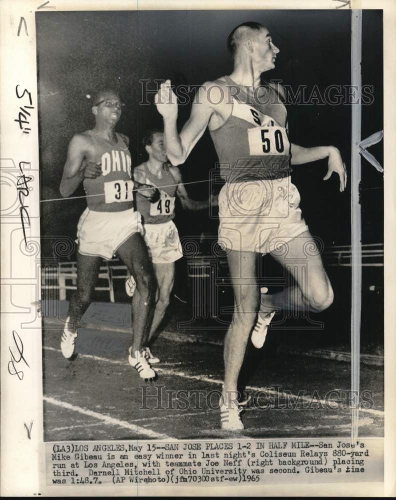 1965 Press Photo Track athletes Mike Gibeau, Joe Neff and Darnell Mitchell- Historic Images