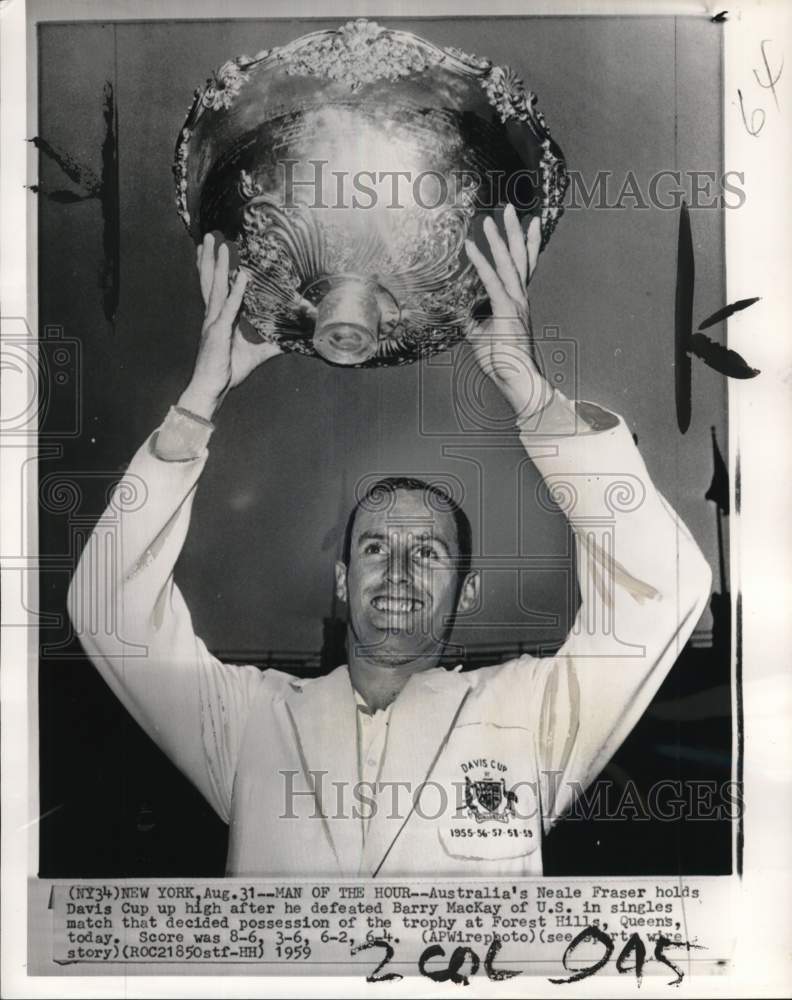 1959 Press Photo Davis Cup tennis champion Neale Fraser in New York - pis00300- Historic Images