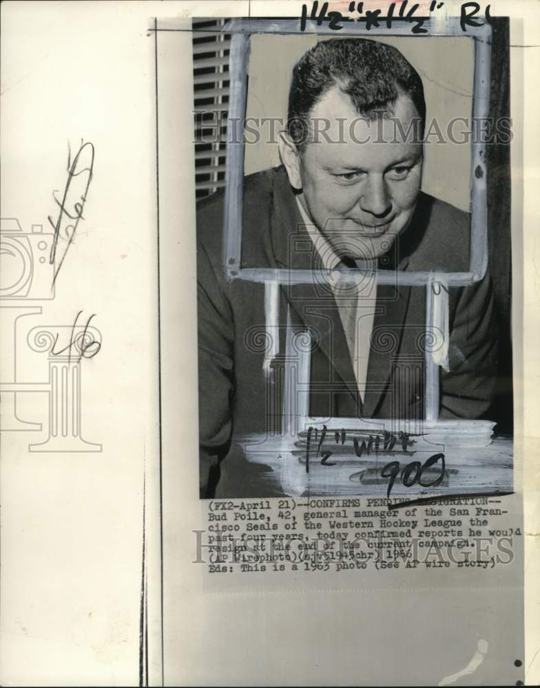 1963 Press Photo Former San Francisco Seals hockey general manager Bud Poile- Historic Images