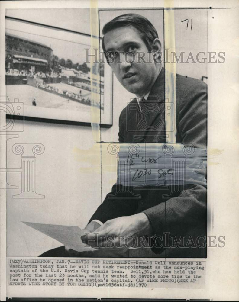 1970 Press Photo American David Cup tennis captain Donald Dell - pis00378- Historic Images