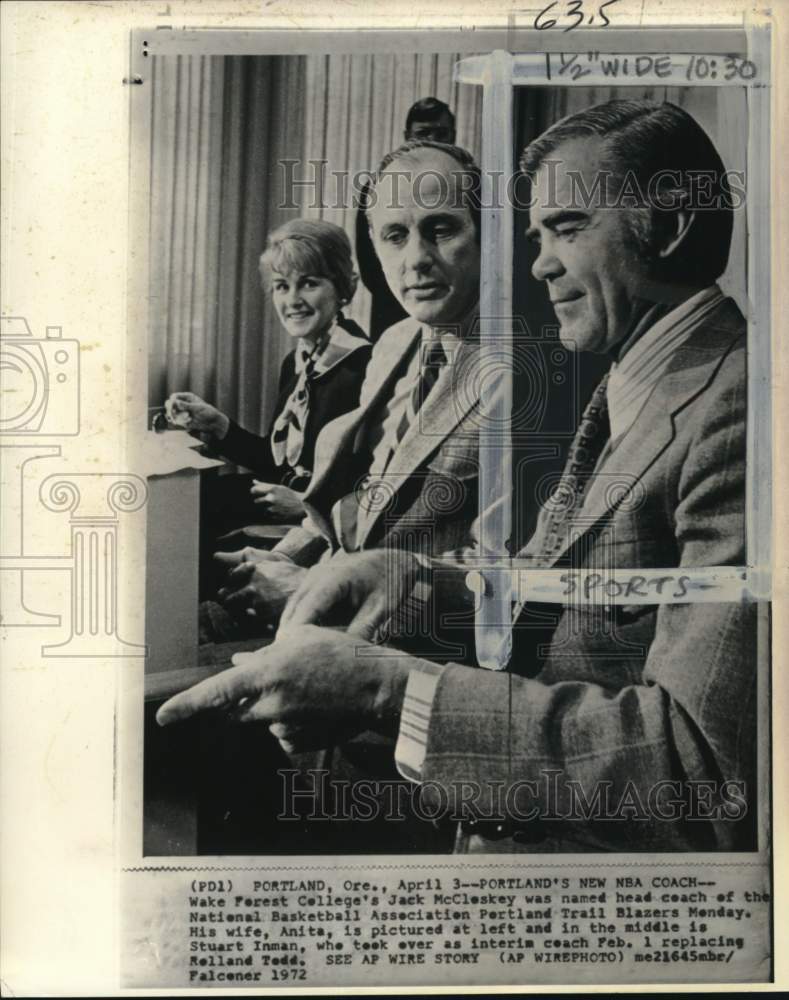 1972 Press Photo Portland Trail Blazers basketball coach Jack McCloskey- Historic Images