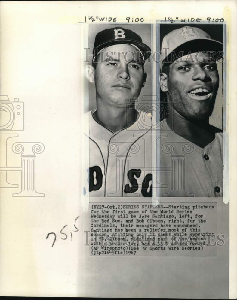 1967 Press Photo World Series pitchers Jose Santiago and Bob Gibson - pis00546- Historic Images