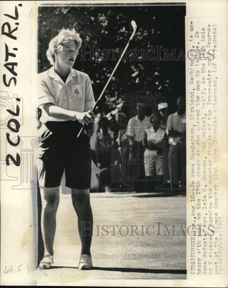 1961 Press Photo Golfer Jo Anne Gunderson plays the Trans-Miss in Eugene, Oregon- Historic Images
