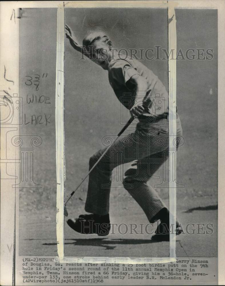 1968 Press Photo Golfer Larry Hinson plays the Memphis Open in Tennessee- Historic Images
