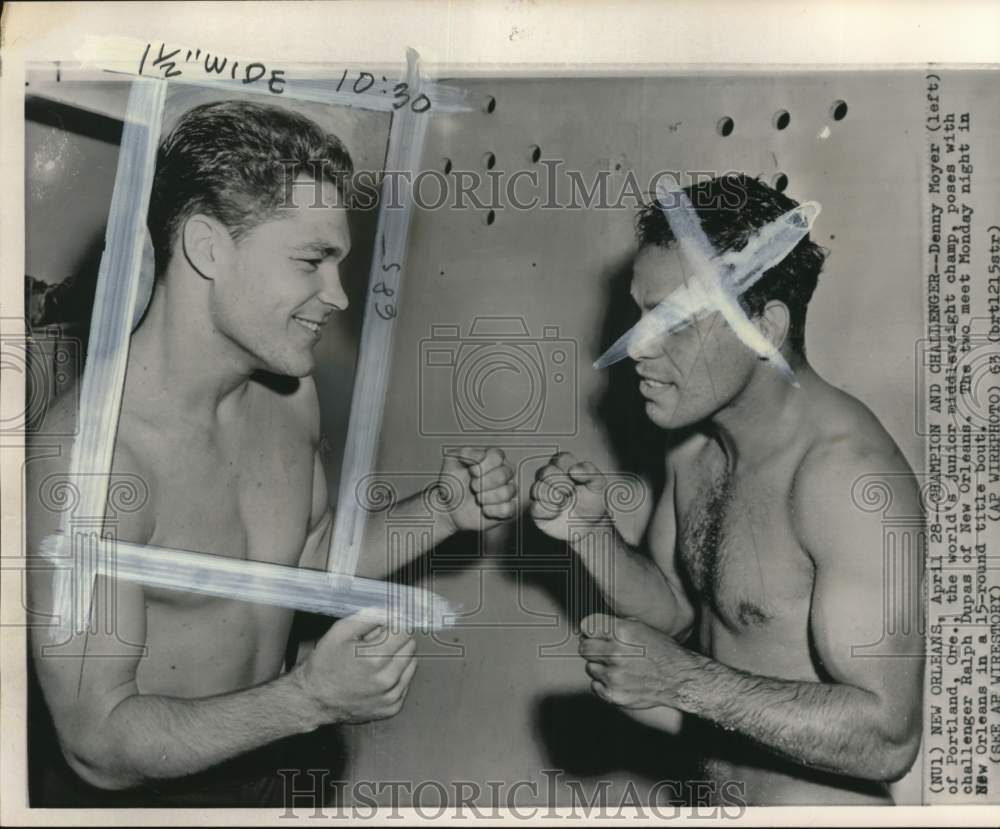 1963 Press Photo Boxers Denny Moyer And Ralph Dupas Pose Pre-Bout In New Orleans- Historic Images