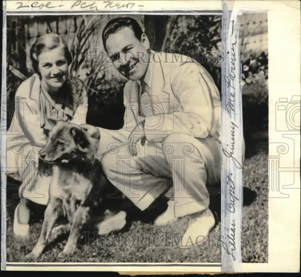 1934 Press Photo Lillian And FiancÃƒÆ’Ã‚Â© Boxer Jimmy McLarnin In Vancouver, Canada- Historic Images