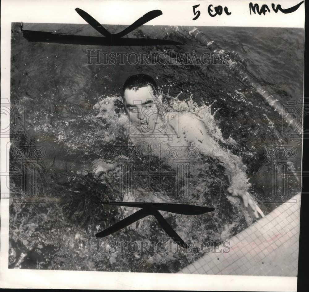 1953 Press Photo Yale Swimmer Jimmy McLane After Winning National Title At Home- Historic Images