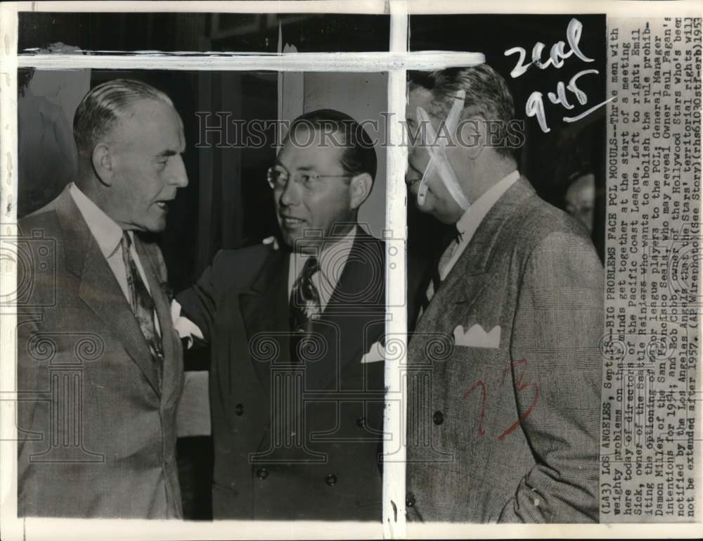 1953 Press Photo Baseball team owners in a meeting, Los Angeles - pis01131- Historic Images