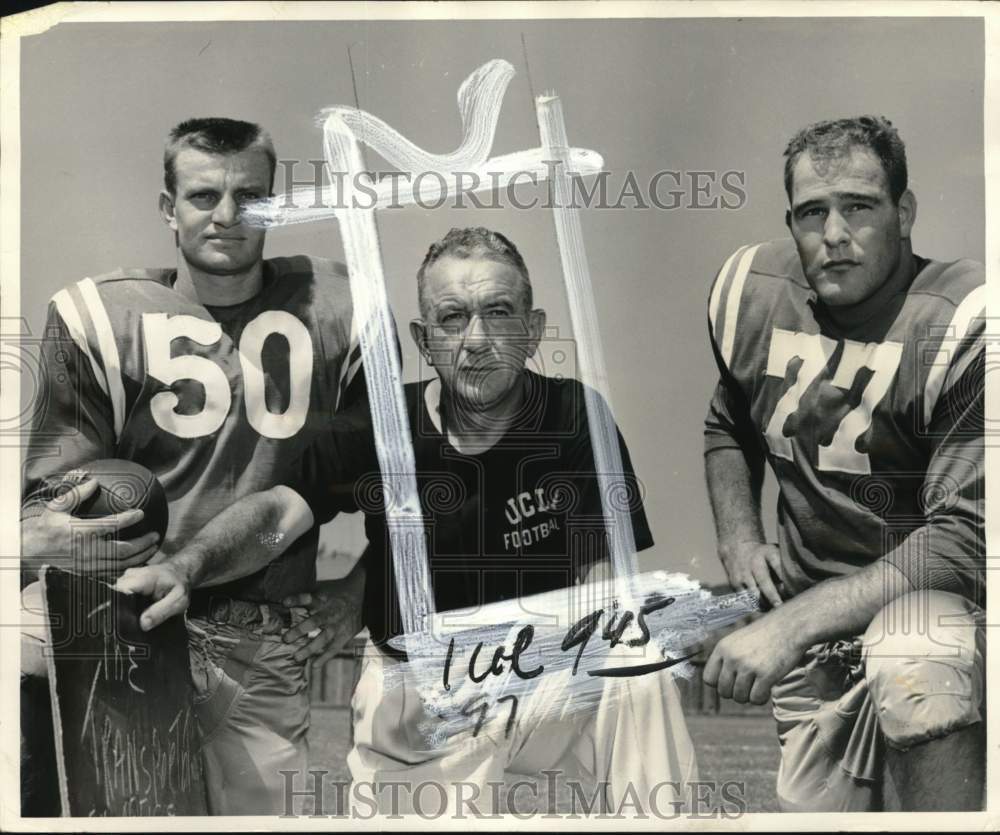 1955 Press Photo Red Sanders, Johnny Peterson, Jack Ellena, UCLA Football, CA- Historic Images