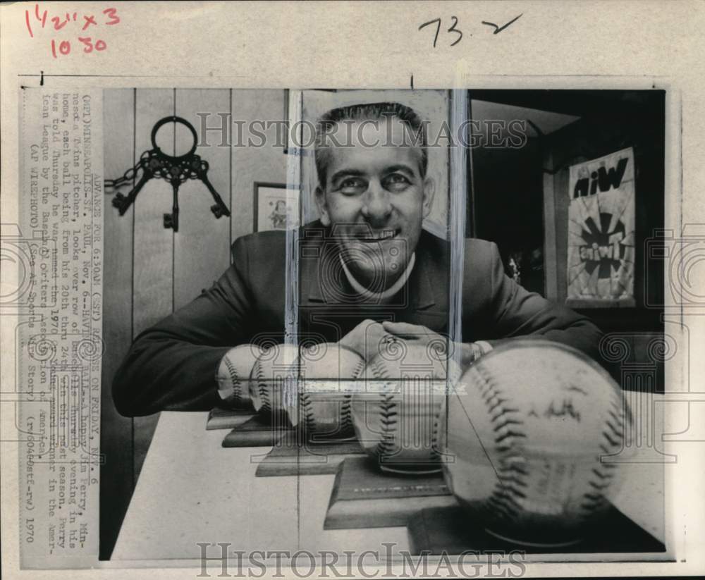 1970 Press Photo Minnesota Twins pitcher Jim Perry, Minneapolis, St. Paul- Historic Images