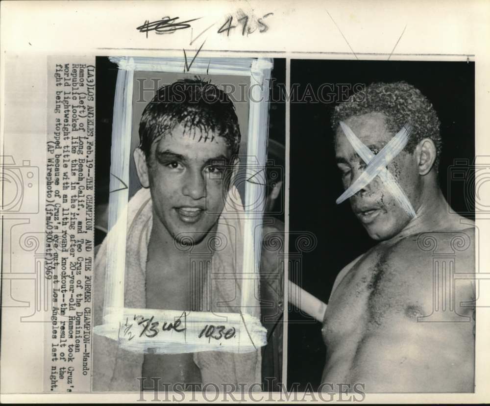 1969 Press Photo Boxers Mando Ramos & Teo Cruz, Los Angeles - pis01187- Historic Images