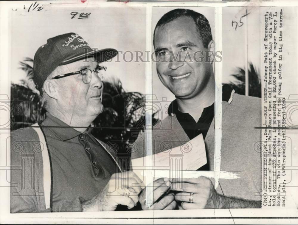 1960 Press Photo Mayor Percy I. Hopkins &amp; golfer Johnny Pott, Florida tournament- Historic Images