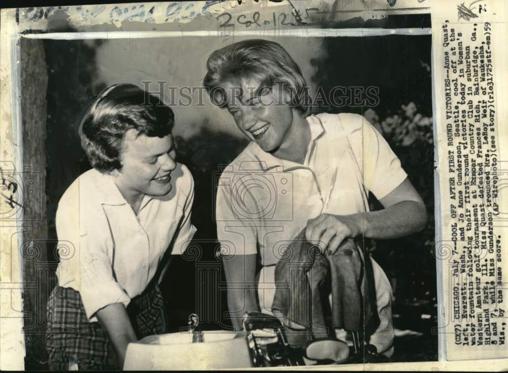 1959 Press Photo Golfers Anne Quast & Joanne Gunderson, Highland Park, Illinois- Historic Images