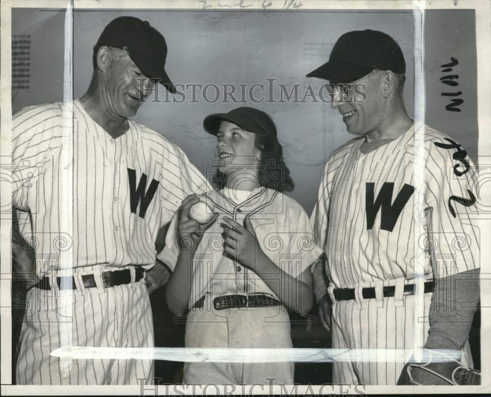 1948 Press Photo Walt Horan, Thor Tollefson, Helen Davis; Baseball, Washington- Historic Images