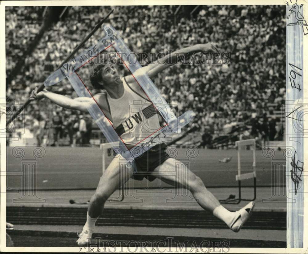 1971 Press Photo Javelin thrower Gary Feldman wins NCAA championship, Washington- Historic Images