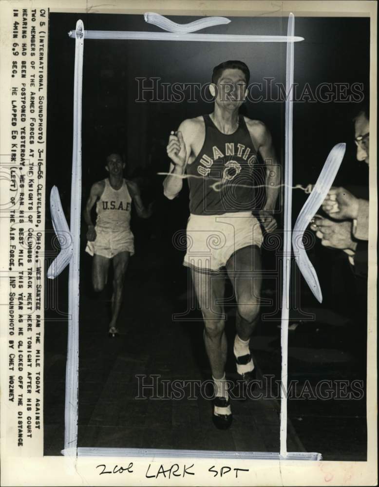 1956 Press Photo Wes Santee & others at Knights of Columbus track, Cleveland, OH- Historic Images