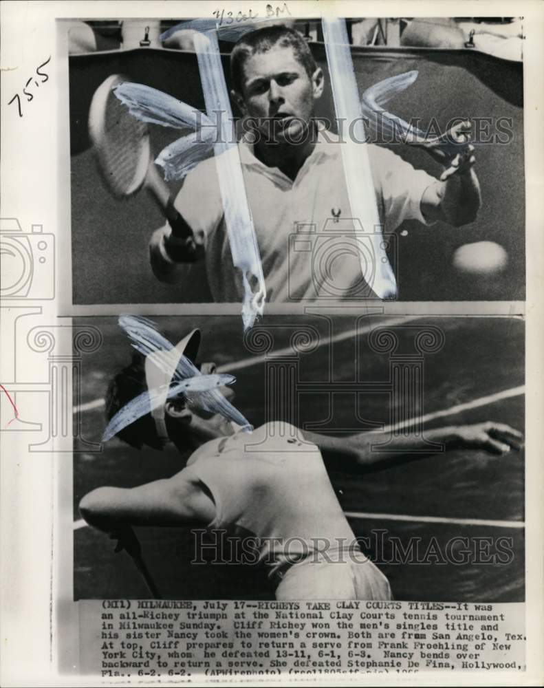 1966 Press Photo Cliff &amp; Nancy Richey, National Clay Courts tennis tourney, WI- Historic Images