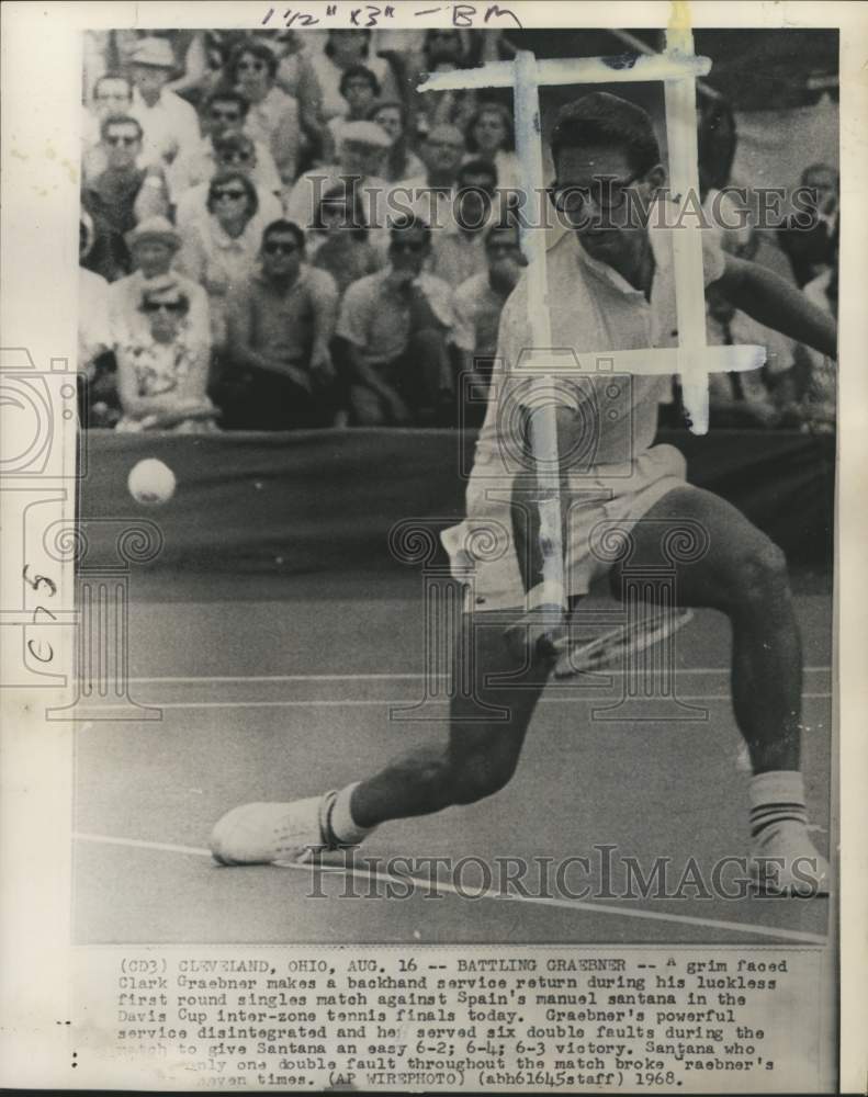 1968 Press Photo Clark Graebner, Davis Cup Inter-zone Tennis Finals, Ohio- Historic Images