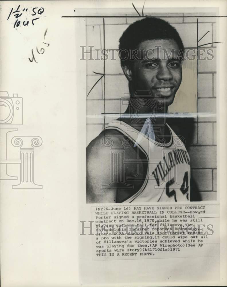 1970 Press Photo Portrait of Villanova basketball player Howard Porter- Historic Images