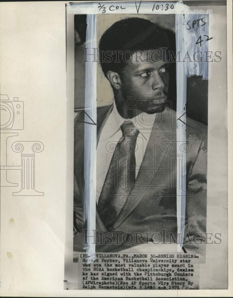 1971 Press Photo Villanova University&#39;s basketball player Howard Porter, PA- Historic Images