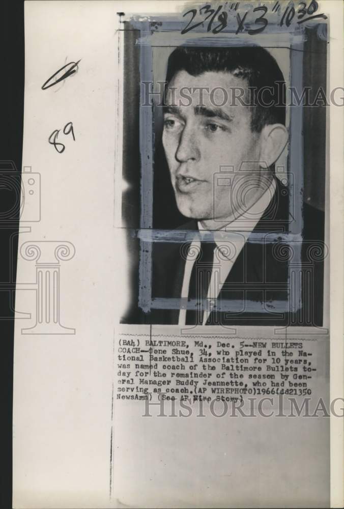 1966 Press Photo Gene Shue, Baltimore Bullets Coach, Basketball - pis01723- Historic Images