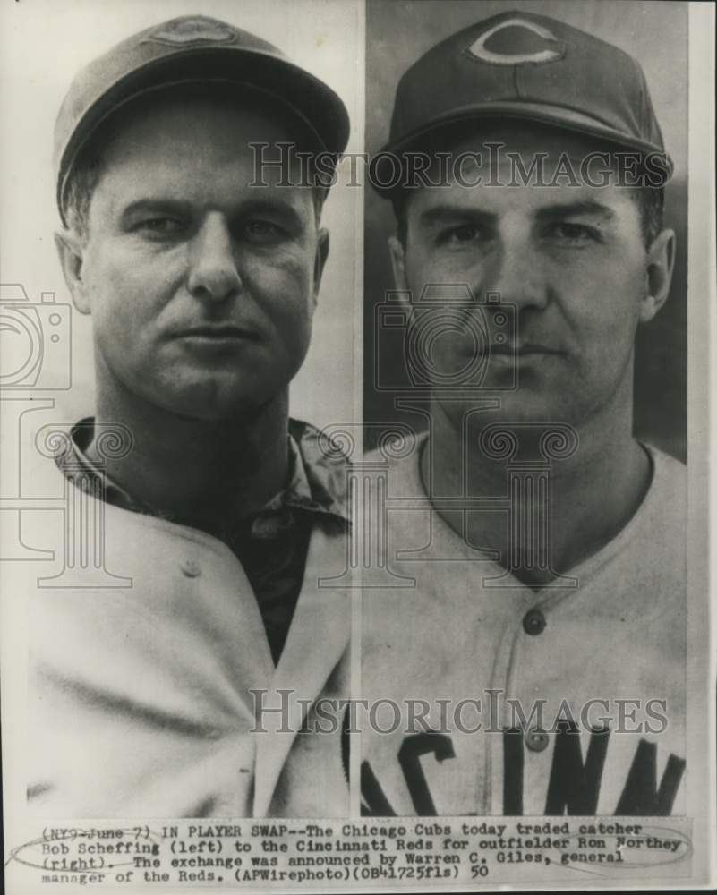 1950 Press Photo Baseball players Bob Scheffing & Ron Northey - pis01728- Historic Images