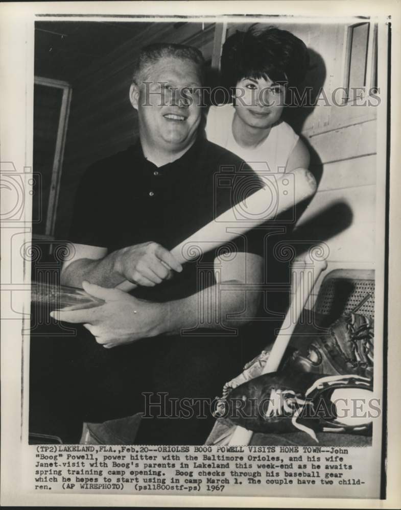 1967 Press Photo Baltimore Baseball Player John &quot;Boog&quot; Powell And Wife Janet- Historic Images