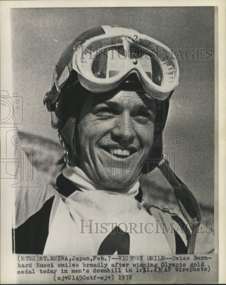 1972 Press Photo Swiss Skier Bernhard Russi After Winning Gold Medal In Japan- Historic Images