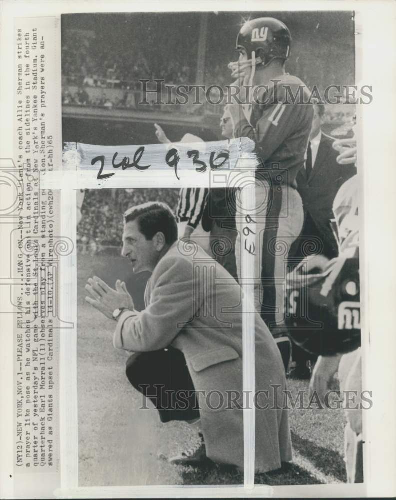 1965 Press Photo Allie Sherman at NY Giants & St Louis Cardinals Football game- Historic Images