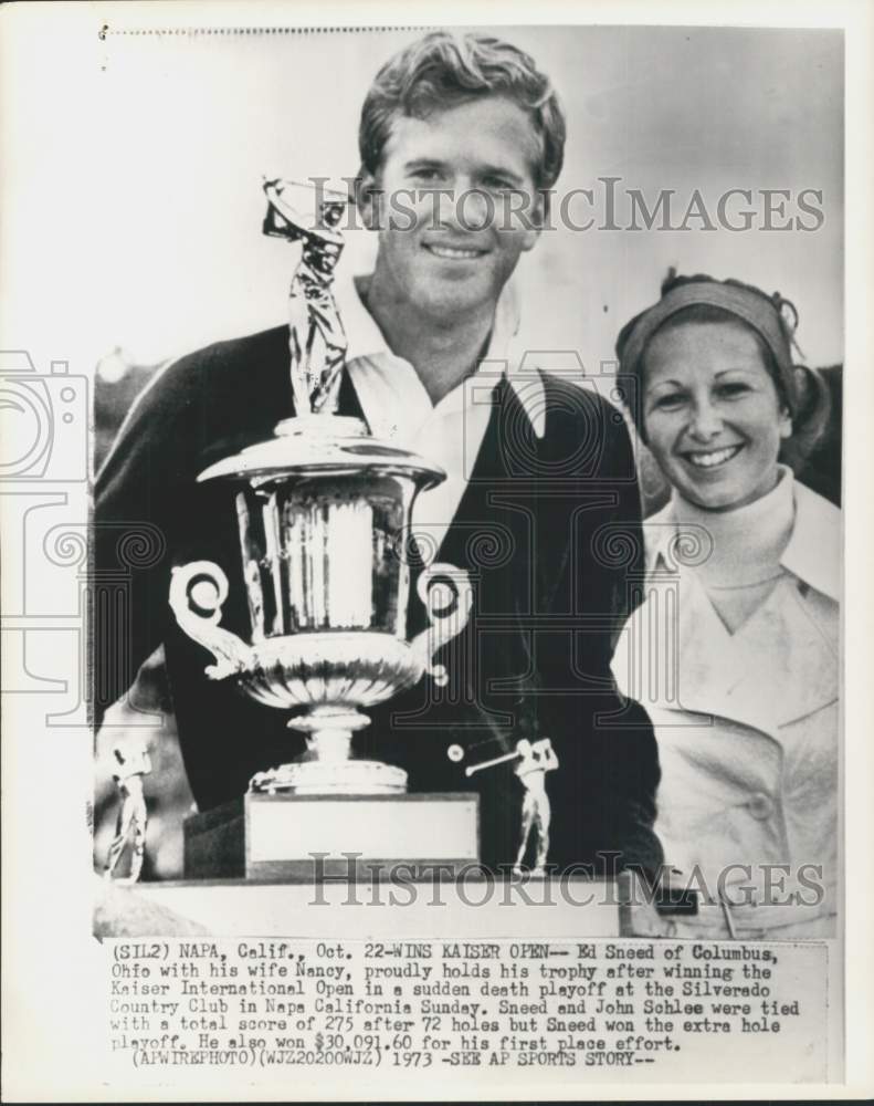 1973 Press Photo Golfer Ed Sneed & Wife Nancy at Kaiser International Open- Historic Images
