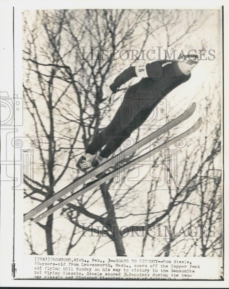 1974 Press Photo Skier Ron Steele at Samsonite Ski Flying Classic - pis01804- Historic Images