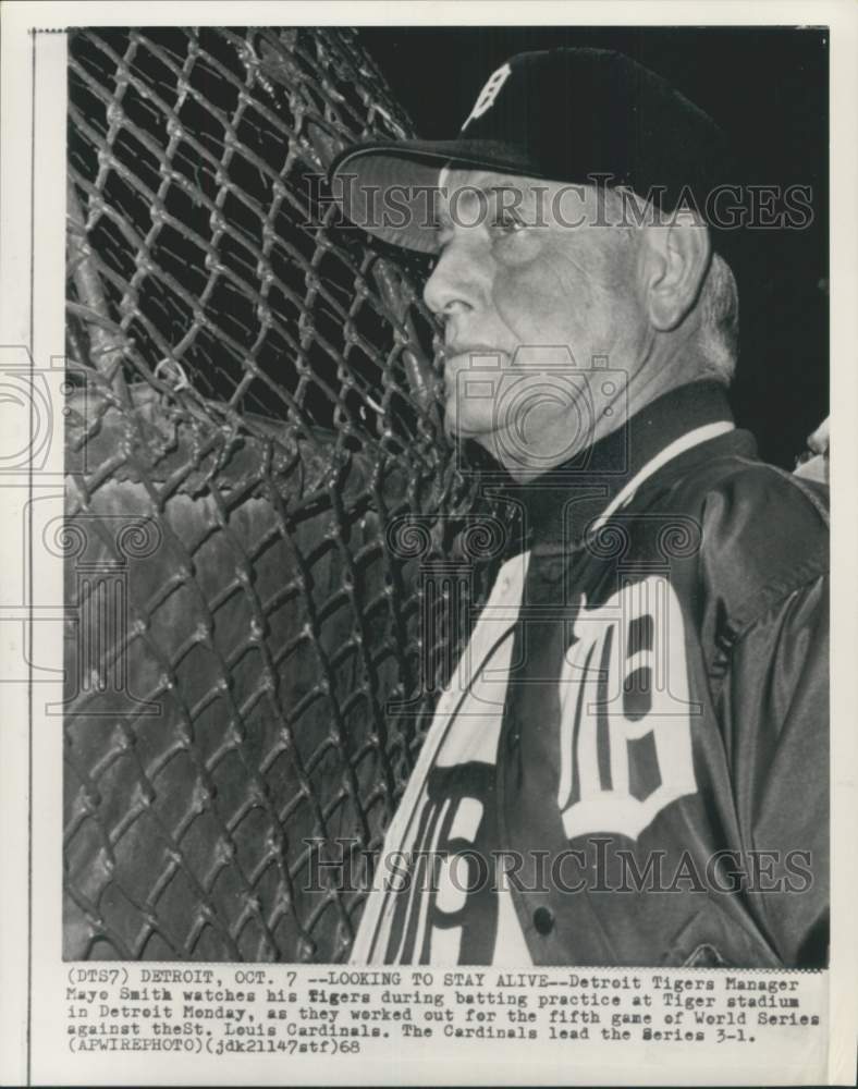 1968 Press Photo Detroit Tigers Manager Mayo Smith, Tiger Stadium, Detroit, MI- Historic Images