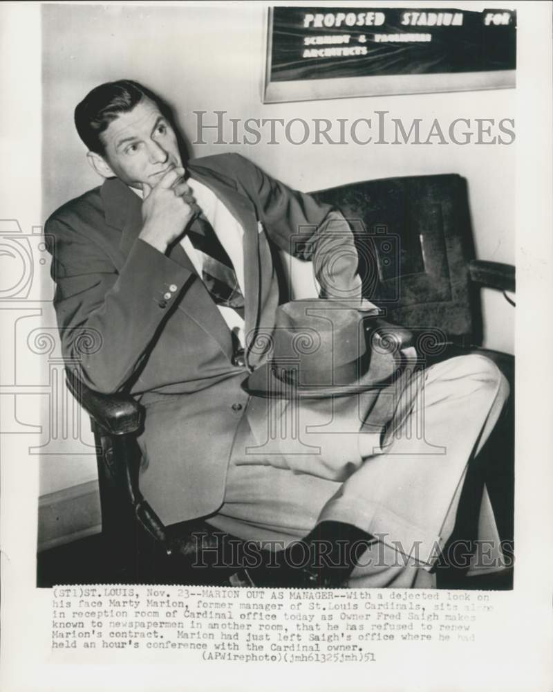 1951 Press Photo St. Louis Cardinals&#39; former baseball manager Marty Marion, MO- Historic Images