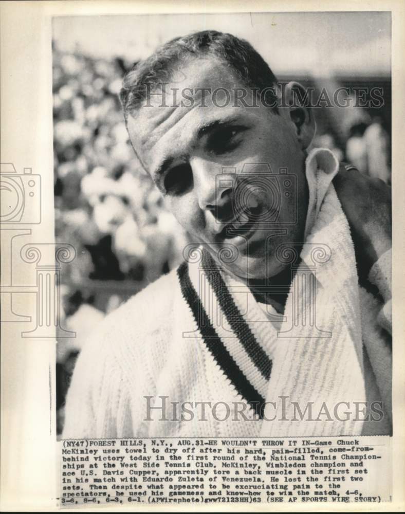 1963 Press Photo Tennis player Chuck McKinley, National Tennis Championships, NY- Historic Images