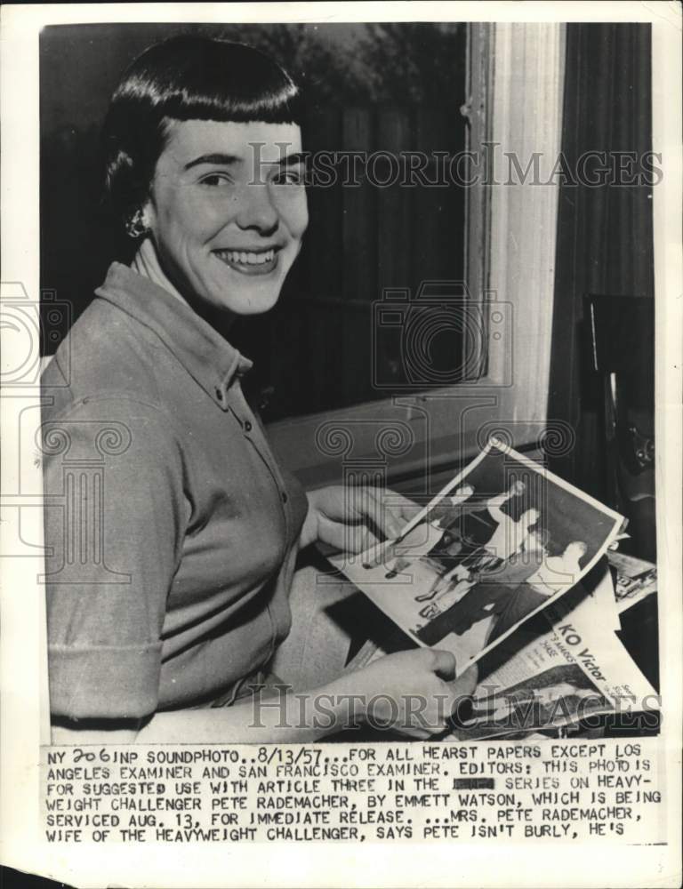 1957 Press Photo Boxer Pete Rademacher's wife - pis01951- Historic Images