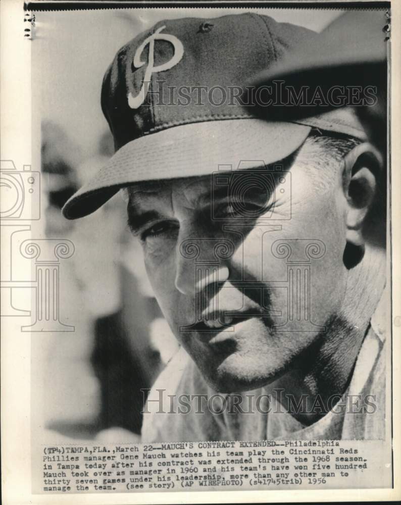 1956 Press Photo Philadelphia Phillies Baseball Team Manager Gene Mauch In Tampa- Historic Images