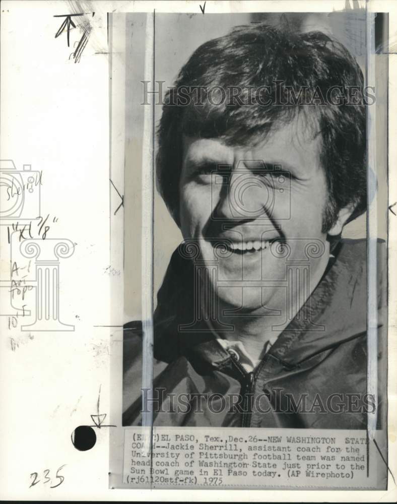 1975 Press Photo Washington State University football Jackie Sherrill, TX- Historic Images