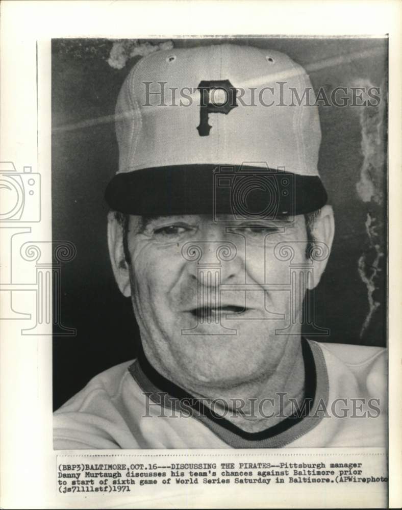 1971 Press Photo Pittsburgh Pirates Baseball Team&#39;s Manager Danny Murtaugh- Historic Images