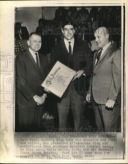 1967 Press Photo Dick Pelo, Dale Ford & Chuck Brayton, Baseball, Walla Walla, WA- Historic Images