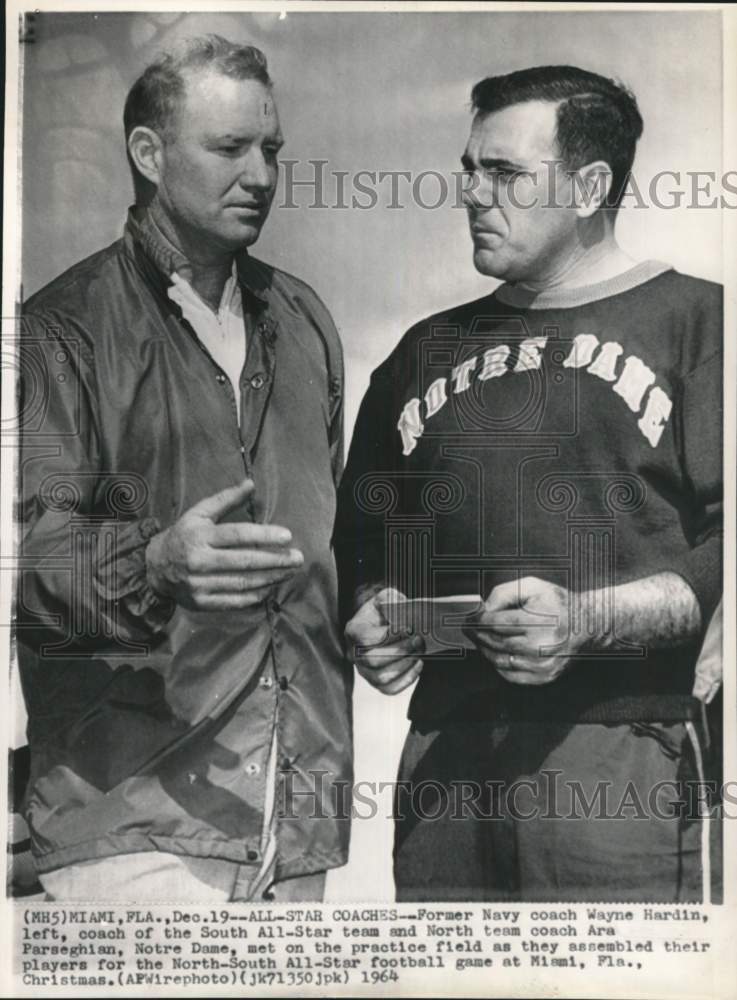 1964 Press Photo North-South football coaches Wayne Hardin &amp; Ara Parseghian, FL- Historic Images