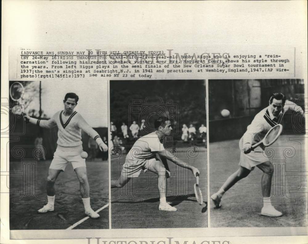 1973 Press Photo Tennis player Bobby Riggs in New Orleans Sugar Bowl tournament- Historic Images