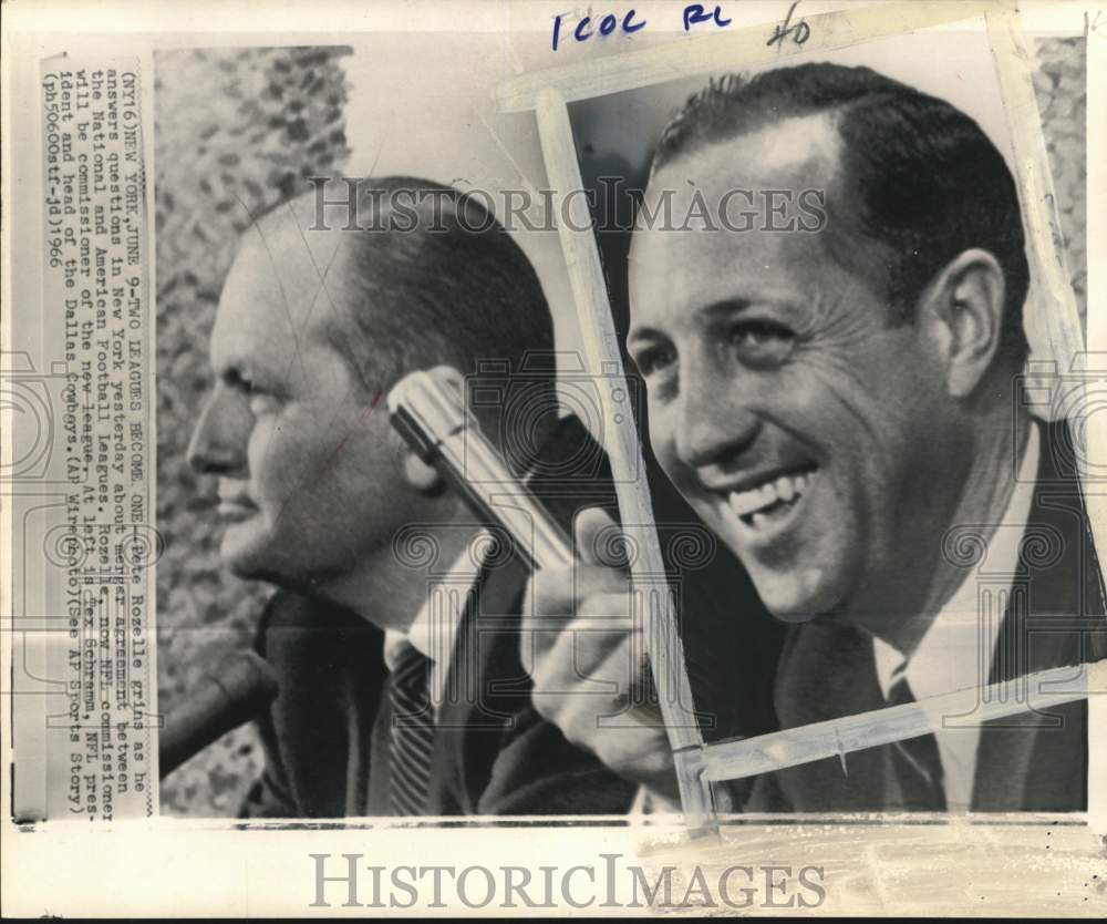 1966 Press Photo Pete Rozelle, Tex Schramm of National Football League- Historic Images