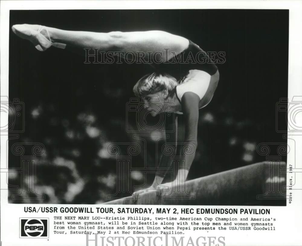 1987 Press Photo Gymnast Kristie Phillips in USA/USSR Goodwill Tour - pis02433- Historic Images