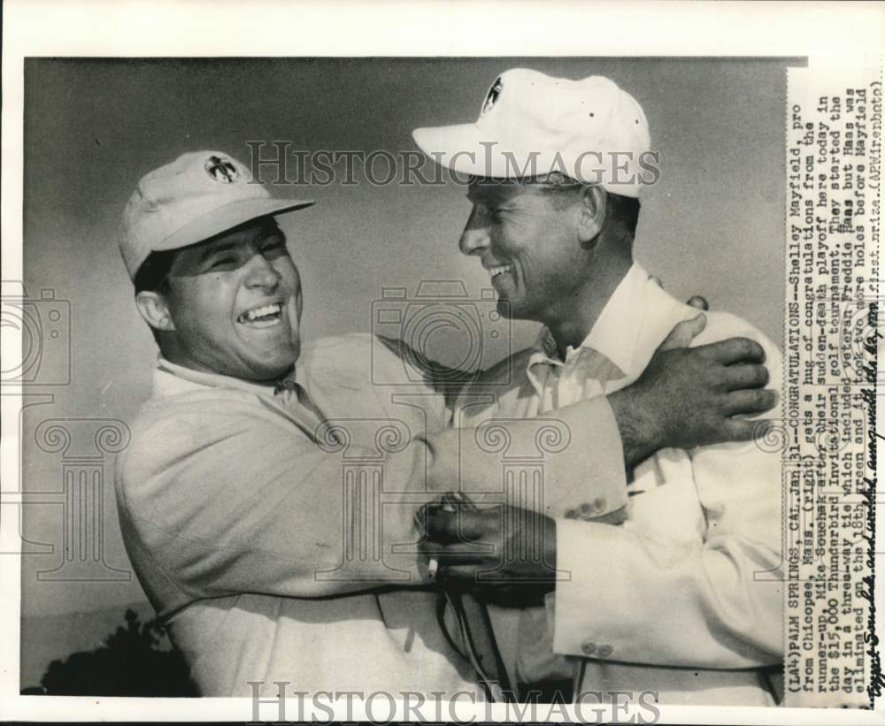 1955 Press Photo Mike Souchak &amp; Shelley Mayfield, golf tournament, Palm Springs- Historic Images