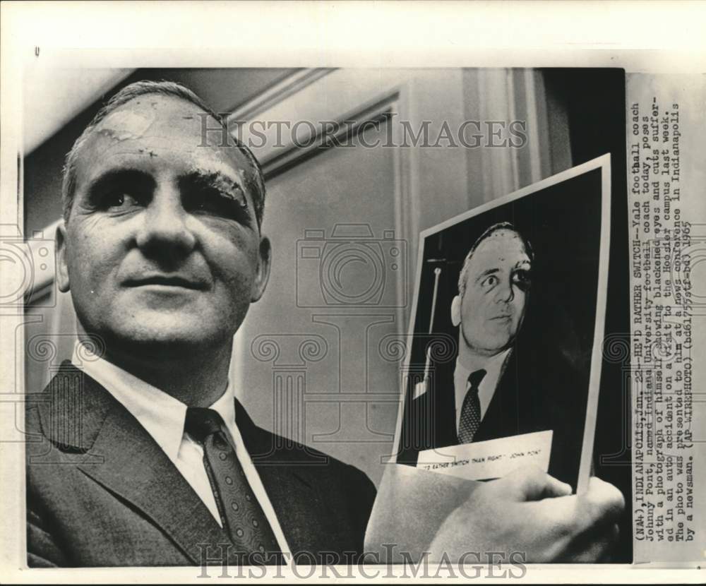 1965 Press Photo Hoosier's football coach John Pont, news conference, Indiana- Historic Images